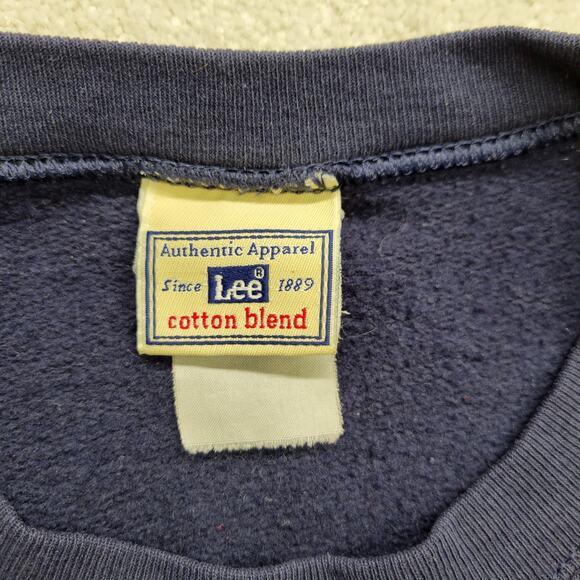 Vintage 90s Lee Blank Navy Blue Midweight Sweatshirt Made USA Men’s Small 26x23 - Picture 6 of 6